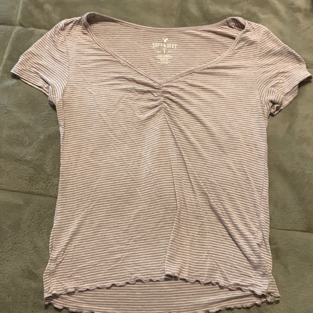 Light purple and white striped top, American Eagle, size medium